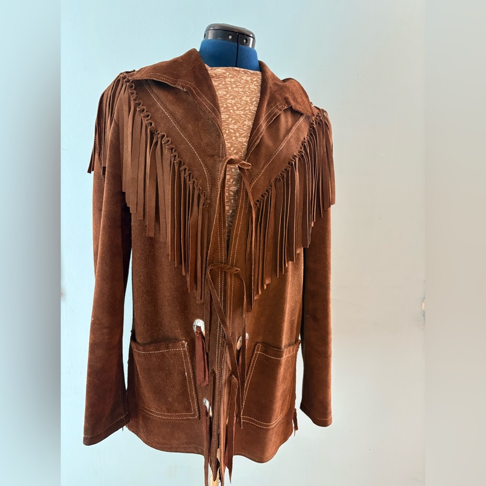 Vintage Brown Suede Fringe Leather Jacket 60s Classic